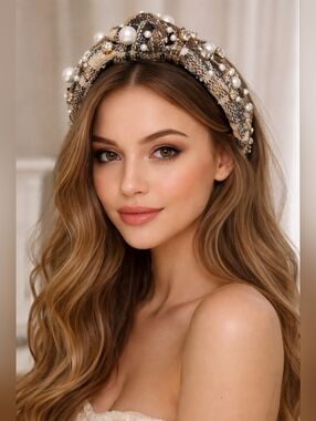 Hairband With Rhinestones And Pearls